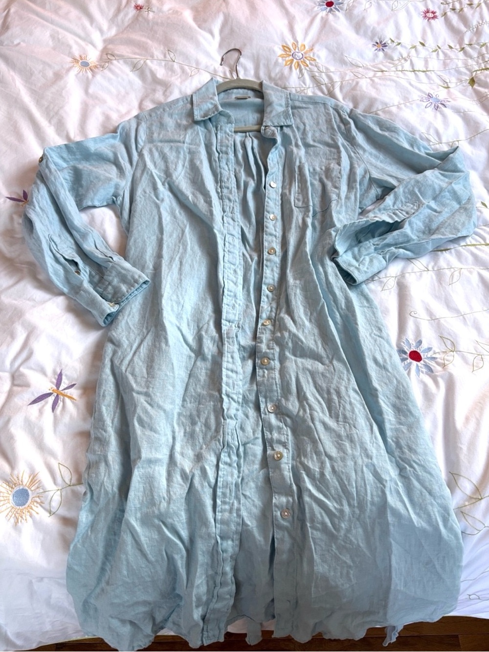Magaschoni Light Blue Midi Shirt Dress